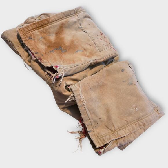 Vintage Carhartt Overalls Mens Sz 36 X 32 Tan Duck Bib Thrashed Grunge Union USA - Picture 6 of 13